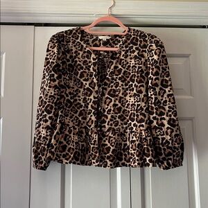 Leopard Print Women's Blouse (tie with bows down the middle)